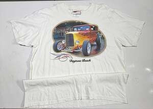Vintage Winners Circle Daytona Beach Hot Rod Graphic T-Shirt Large White